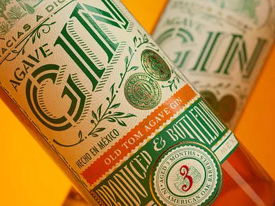 Old Tom Gin Label branding foils lettering logo medals monograms packaging packaging design stencil stenciltype type typography varnishes