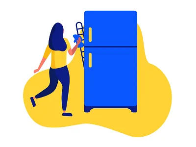 Power-guzzling fridge 2d ecology electricity energy environment fridge illustration power saving vector