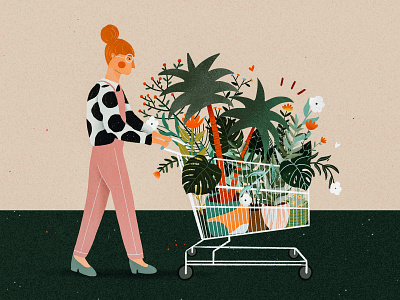 More plants 🌿 female character illo illustration illustration art illustrator kids illustration plant plant illustration shopping