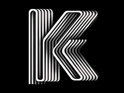 K 3d black and white design graphic k letter