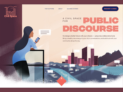 Civil Space Hero Section V2 hero illustration layout marketing site typography ui website