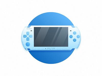 PSP-3000 blue circle device game gamer gradient handheld illustration playstation portable psp retro screen shadow sony vintage