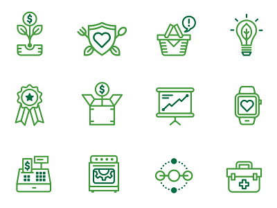 Agribusiness Icons business flat flat design graphic design green icon icons icons set illustration mono line monoline soy soybean stakeholders vector