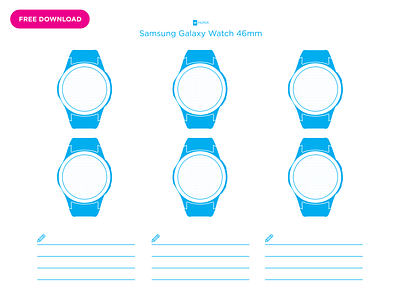 UI Paper: Samsung Galaxy Watch 46mm 46mm blue creative download free freebie galaxy illustration paper print printable samsung template ui ui paper ux watch