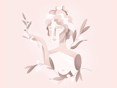 Fields of philosophy part 1: Aesthetics. aesthetics ancient ancient greece applepencil branch bust drawing girl grain illustration illustration art director design ipadpro nature olive pastel philosophy pink procreate texture twig