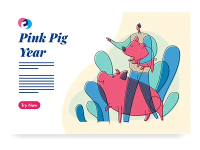 Pig pink year affinitydesigner branding chinese new year illustration landing page newyear pig ui vector