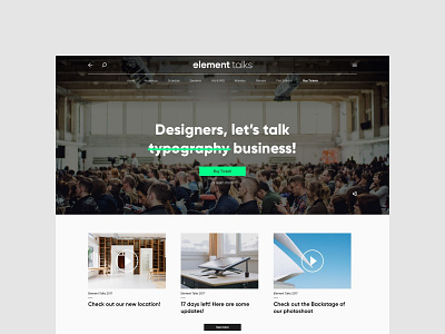 Element Talks - Event page minimalistic uidesign web webdesign