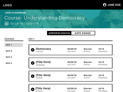 Course 1 course e learning education learning manager ui web site wireframe