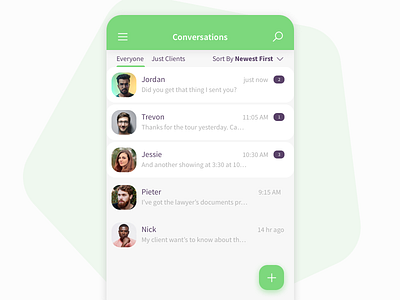 List View app crm list list view messaging mobile ui