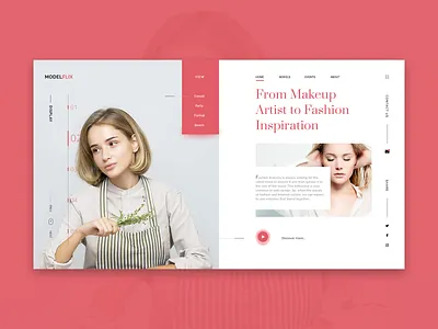 ModelFlix Web UI app beauty branding clean fashion model pink ui ui ux ui 100 ui 100day web website