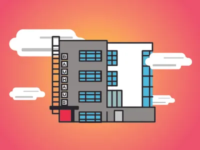 Bauhaus bauhaus building design history icon illustration melbourne project ui vector