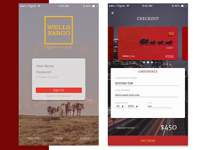 Daily UI challenge #002 — Credit Card Checkout Wells Fargo app checkout page daily 100 daily challange dailyui 002 design ui wellsfargo