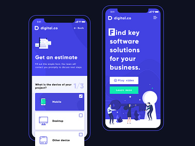digital.co – mobile agency dark design header home page icons illustration interface landing landing page mobile ui ux