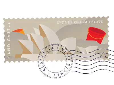 Destinations – Sydney Stamp 01 australia australian beach fun holidays iconic illustration landmark opera procrastination sand sand castle stamp stampart sydney sydney opera house vacation