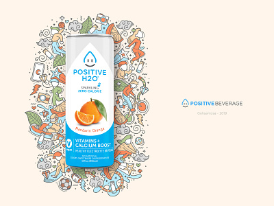 Positive Beverage - Sport Doodle background beverage branding cloud design doodle doodle art gohsantosa green h2o hand drawn illustration lovely orange positive sport vector yellow