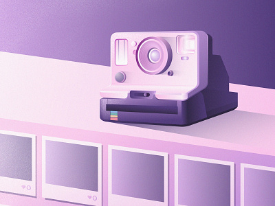 Polaroid Camera camera editorial editorial art gradient grain illustration illustration art director design monochromatic photo photogarphy pink polaroid purple vector