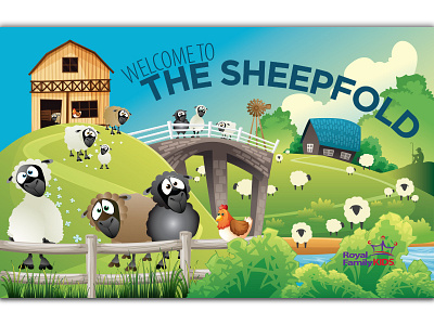 BANNER: The Sheepfold animal animals banner banners barn barnyard camp country design farm foster children foster kids illustration kids ministry non profit nonprofit print print design sheep
