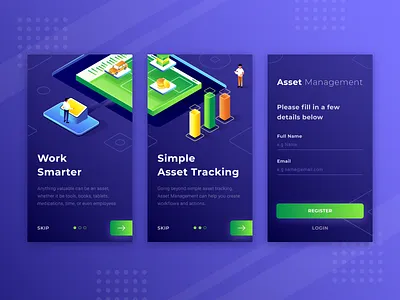 Asset Management Onboarding app asset illustration isometric management onboarding ui ux