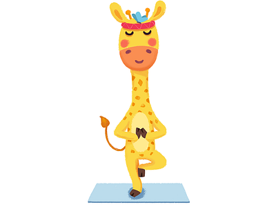 miracle garden_giraffe_6 animal butterfly design fitness giraffe illustration sport tail yoga