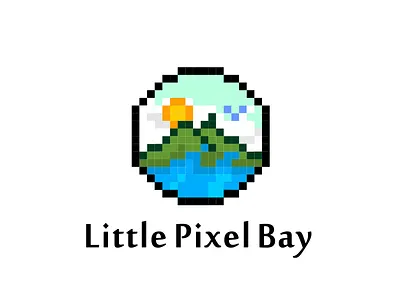 Little Pixel Bay bay branding landscape logo nature ocean pixel playful wave