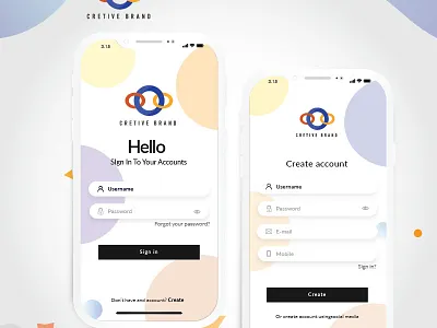 Mobile Login Screen creative illustration logo ui
