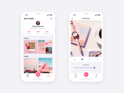 Retouching app design photograph pink profile sketch ui