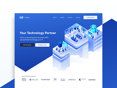 IT Company Header Design blue branding colorful dashboard data design gradient header illustration illustrations isometric landing landing page platform saas startup ui ux vector workinprogress