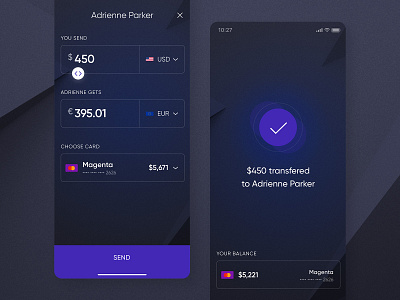 Cradle: Transfer (sending) app bank banking cradle finance fintech ios money sending transfer ui ux