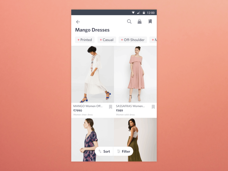 Micro animation for filters animation app browse design ecom fashion shopping ui ux visual