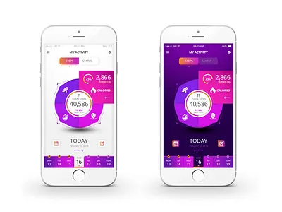 Fitness App android burn calories calories burn colorful app fitness fitness app infographic design ios mobile app mobile ui my activity running app status steps today tracker ui ux walking weight loss