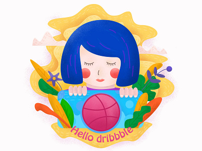 Hello dribbble! girl illustration ui