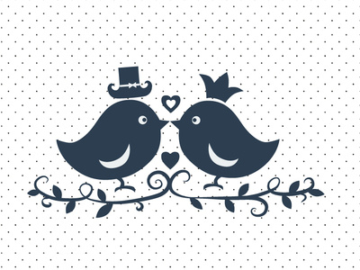 Lovely birds 2d app birds character flat icon love natimade sticker vector