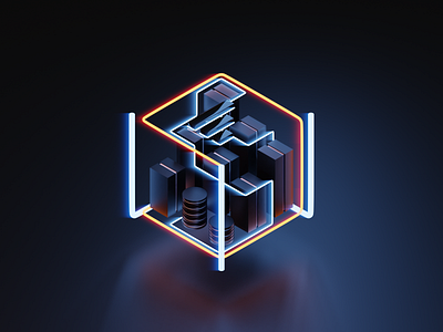 Crypto Portfolio Illustration 3d blender crypto crypto currency currency design future illustration isometric neon render ui