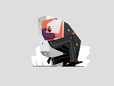 Bouldering boulder bouldering character climbing design fear high illustration sport vector