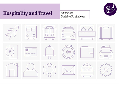 Hospitality and Travel Line Icons icon icon a day illustrator line icons photoshop