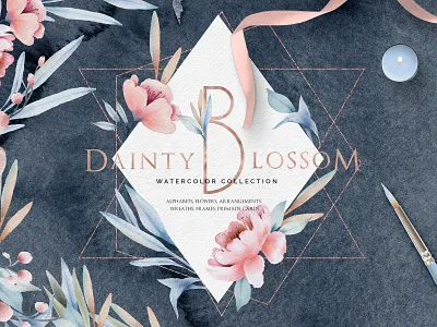 Watercolor Col. Dainty Blossom lorels rose gold shapes watercolor watercolor backgrounds watercolor bundle watercolor clipart watercolor floral watercolor wreath wreaths