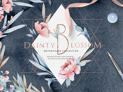 Watercolor Col. Dainty Blossom lorels rose gold shapes watercolor watercolor backgrounds watercolor bundle watercolor clipart watercolor floral watercolor wreath wreaths