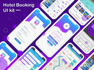 Hotel Booking App UI Kit app booking detail hotel list map mobile page template ui kit