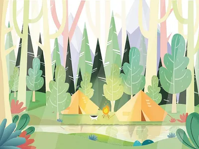 this evening. adobe illustrator art design flat design flat illustration forest graphic design illustration vector