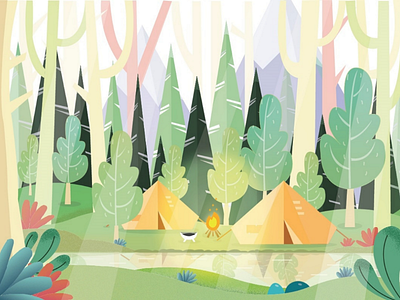 this evening. adobe illustrator art design flat design flat illustration forest graphic design illustration vector