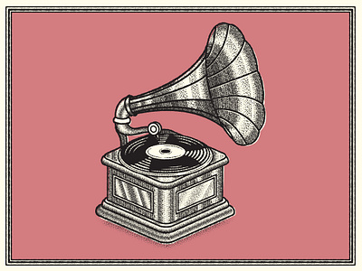 Vinatge Gramaphone brush brushes engraved engraving etch etched gramaphone illustrator music record record player vector vintage vinyl