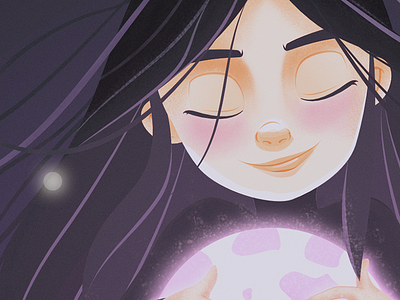 Moon character design girl illustration moon painting vector