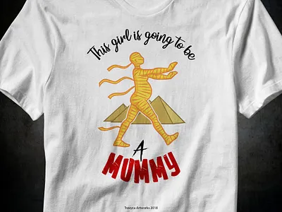 This Girl is Going to be A Mummy cartoon cartooncharacter character characterdesign design egypt funny girl illustration illustrator mother mummy pregnant pyramid tshirt vector vectorart vectorillustration vectorillustrator