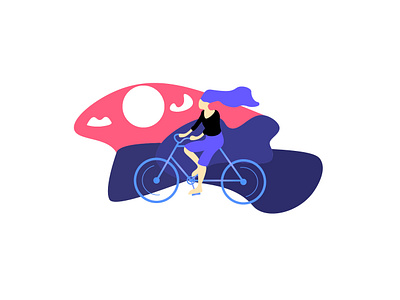 Walk bike character clean cycling design escape flat illustration minimalism person simple vector walk