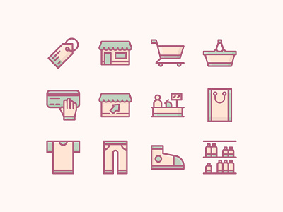 Shopping Icons dusk filled filled outline icon icon set iconography ui