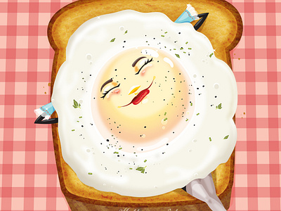 Easy Like Sunday Morning breakfast cute art egg egg on toast egg toast food food and beverage foodie illustration