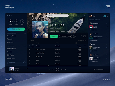 Redesign spotify illustration ui vector web