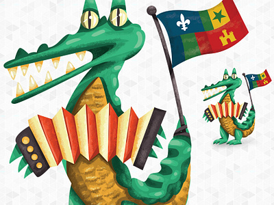 Creole Gator acadiana accordion alligator animal creole culture gator illustration lafayette louisiana zydeco