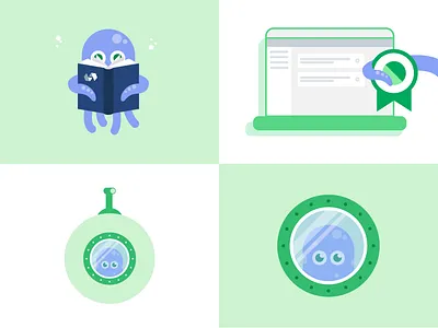 Product illustrations for IBM Cloud Certificate Manager. branding certificates design ibm ibm cloud ibm design illustration octopus security ssl certificates ui ui illustrations vector