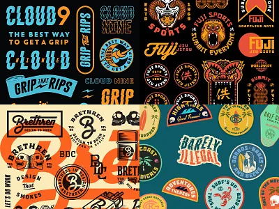 2018 top shots apparel badge branding brethren design illustration lettering mark merch type typography